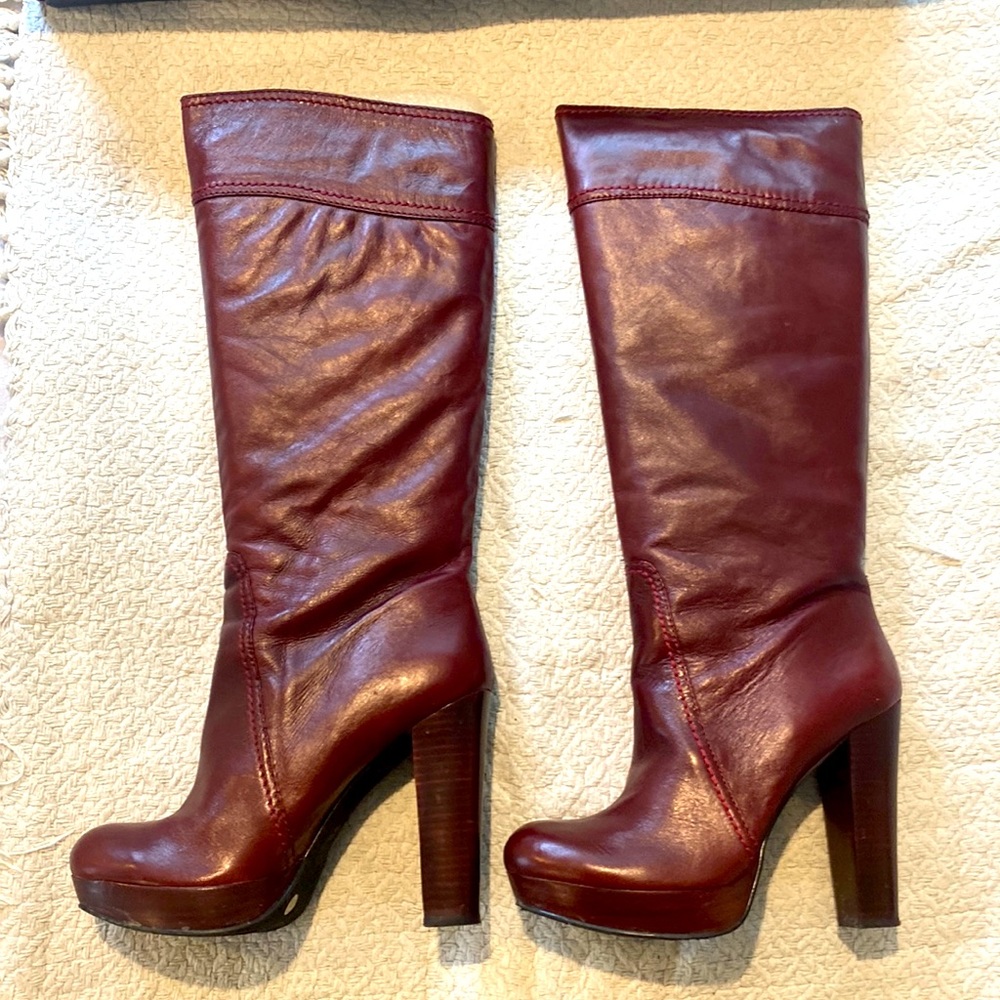 Vince Camuto Burgundy Heeled Boots - Size 10
